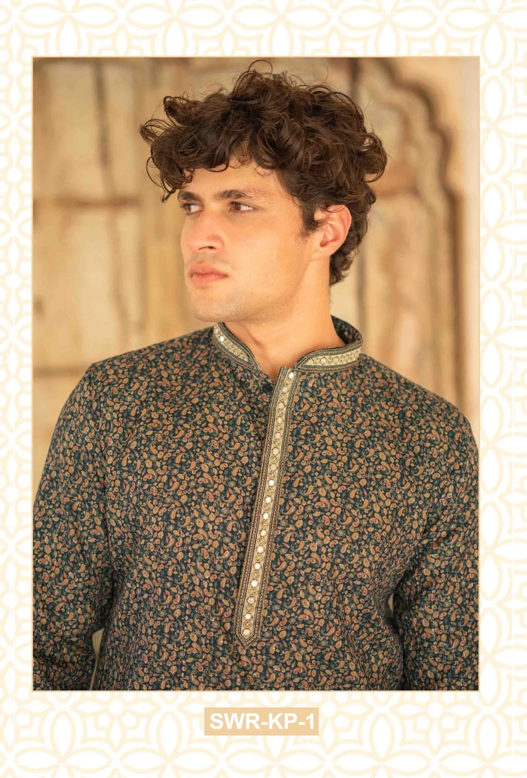 Silk India Pullman Green Printed Kurta Pajama for Men