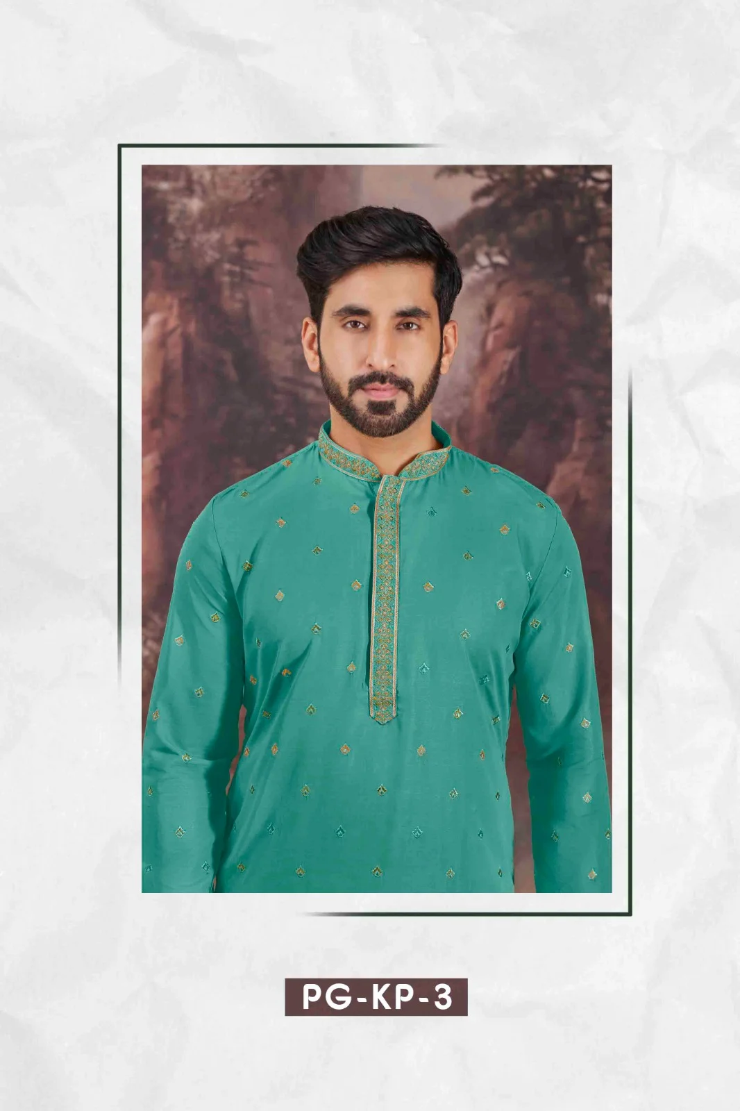 Silk India Turquoise Blue Printed Kurta Pajama for Men