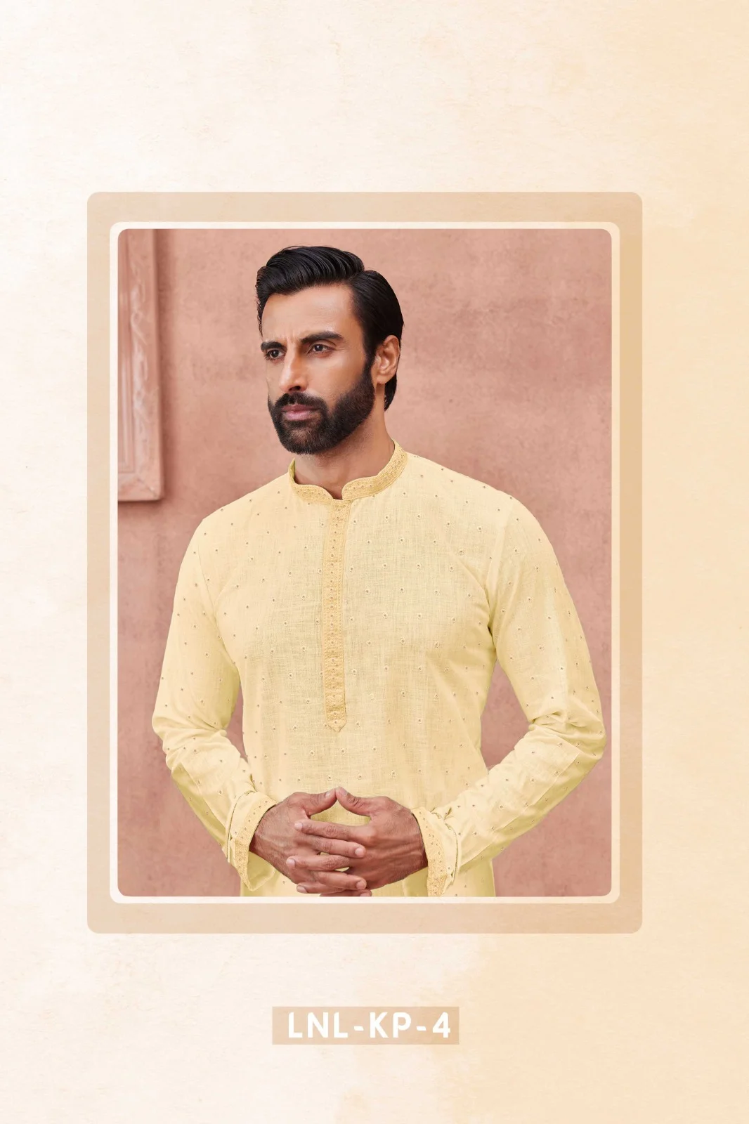 Silk India Yellow Printed Kurta Pajama for Men