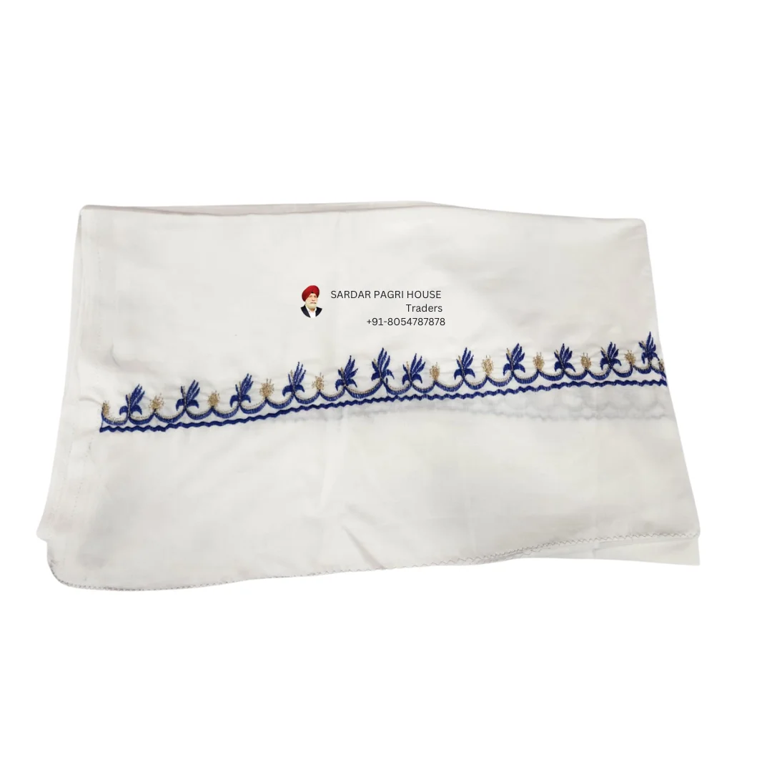 White Hazooria With Double Thread Embroidery