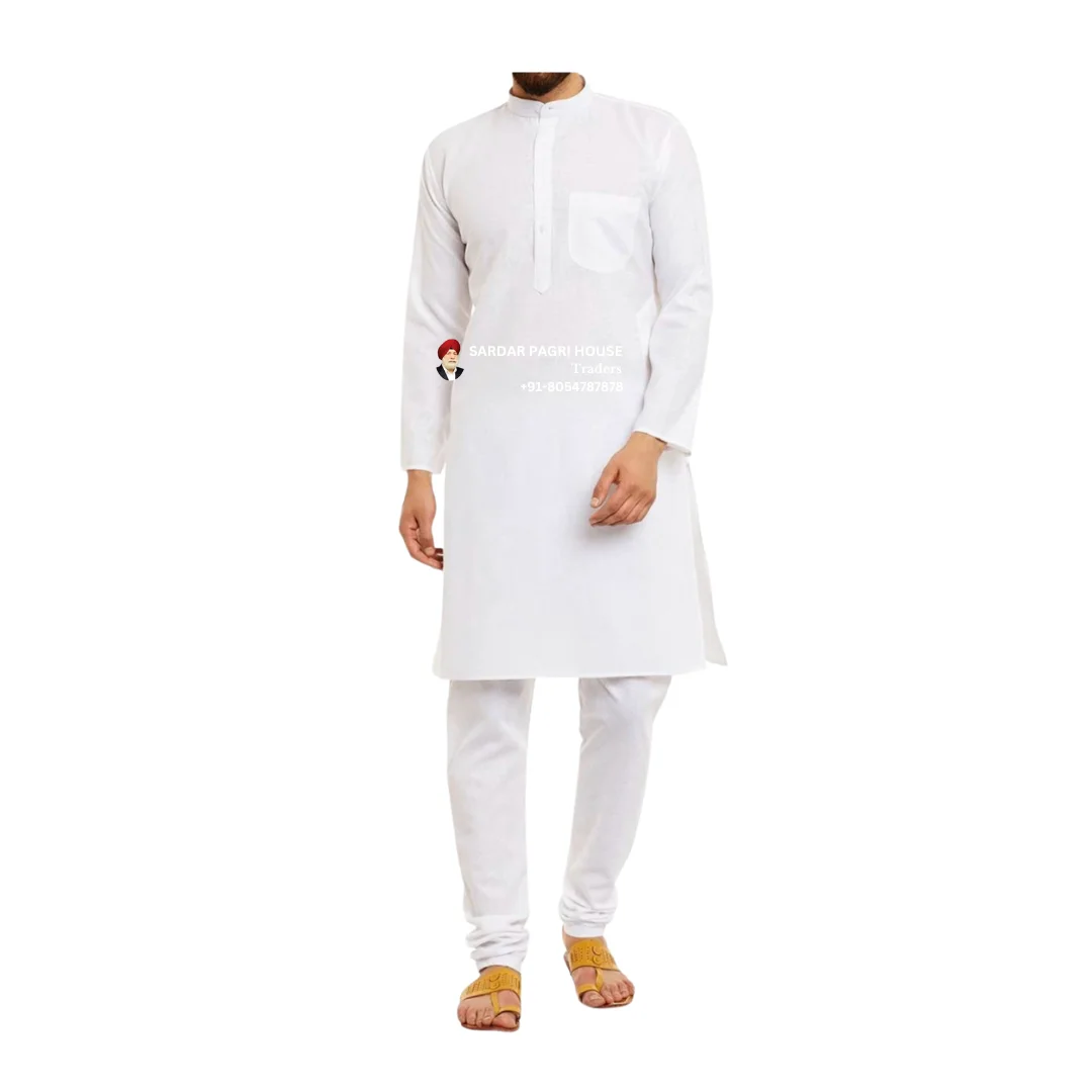 White Pathani Kurta Pajama For Men With Multani Salwar