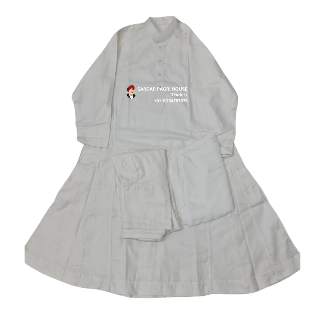 White Plain Nihang Chola in Poly Cotton