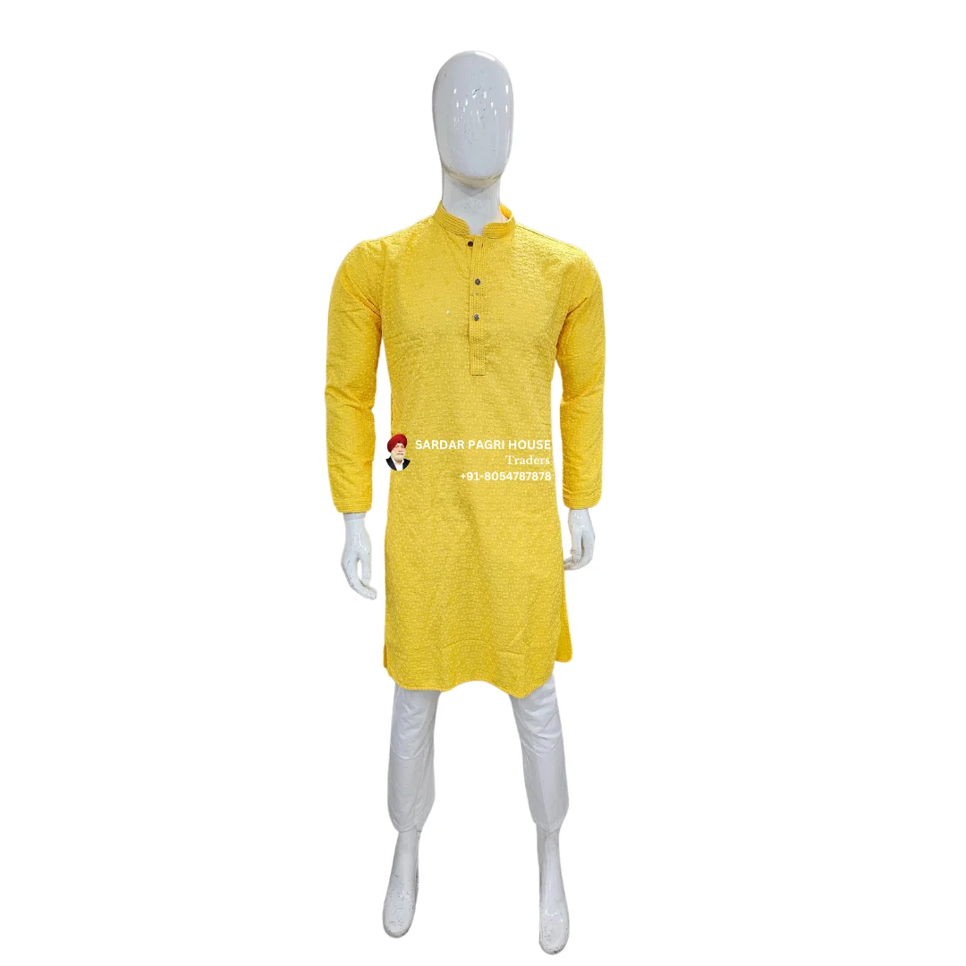 Yellow Kurta Pajama With Sequin Work