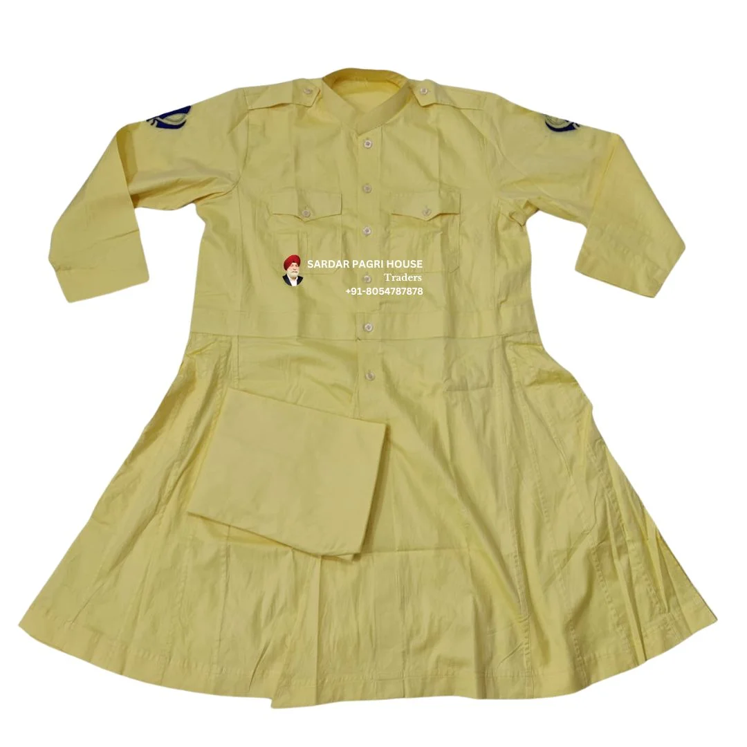 Yellow Plain Nihang Chola in Poly Cotton