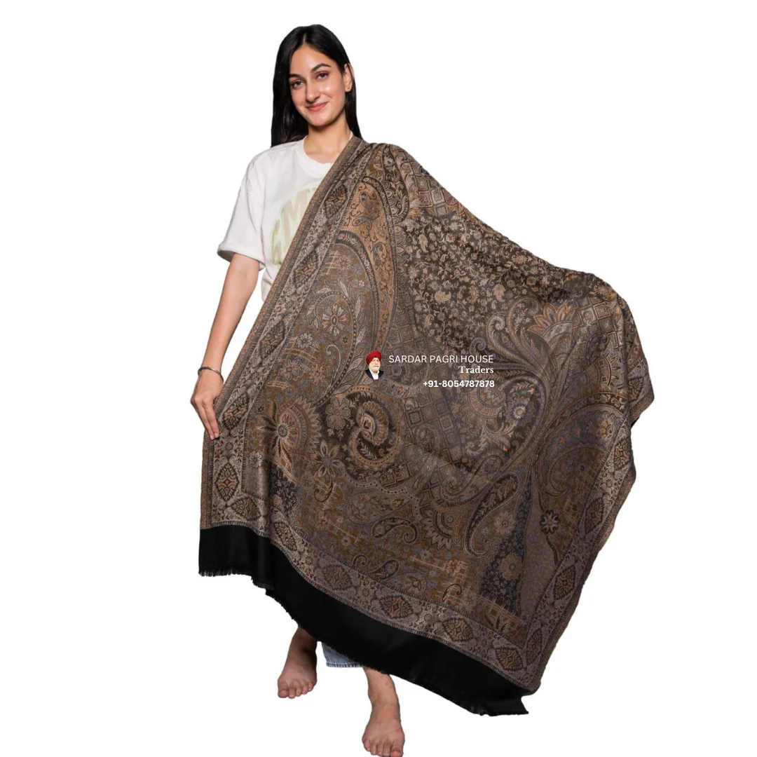 Ash Gray Old Jamawar Reversible Shawls for Men & Women