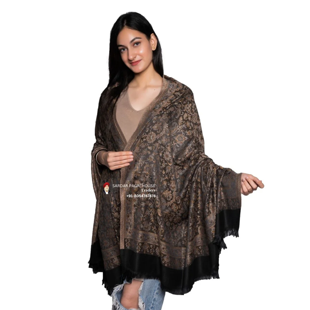 Black Old Jamawar Reversible Shawls for Men & Women