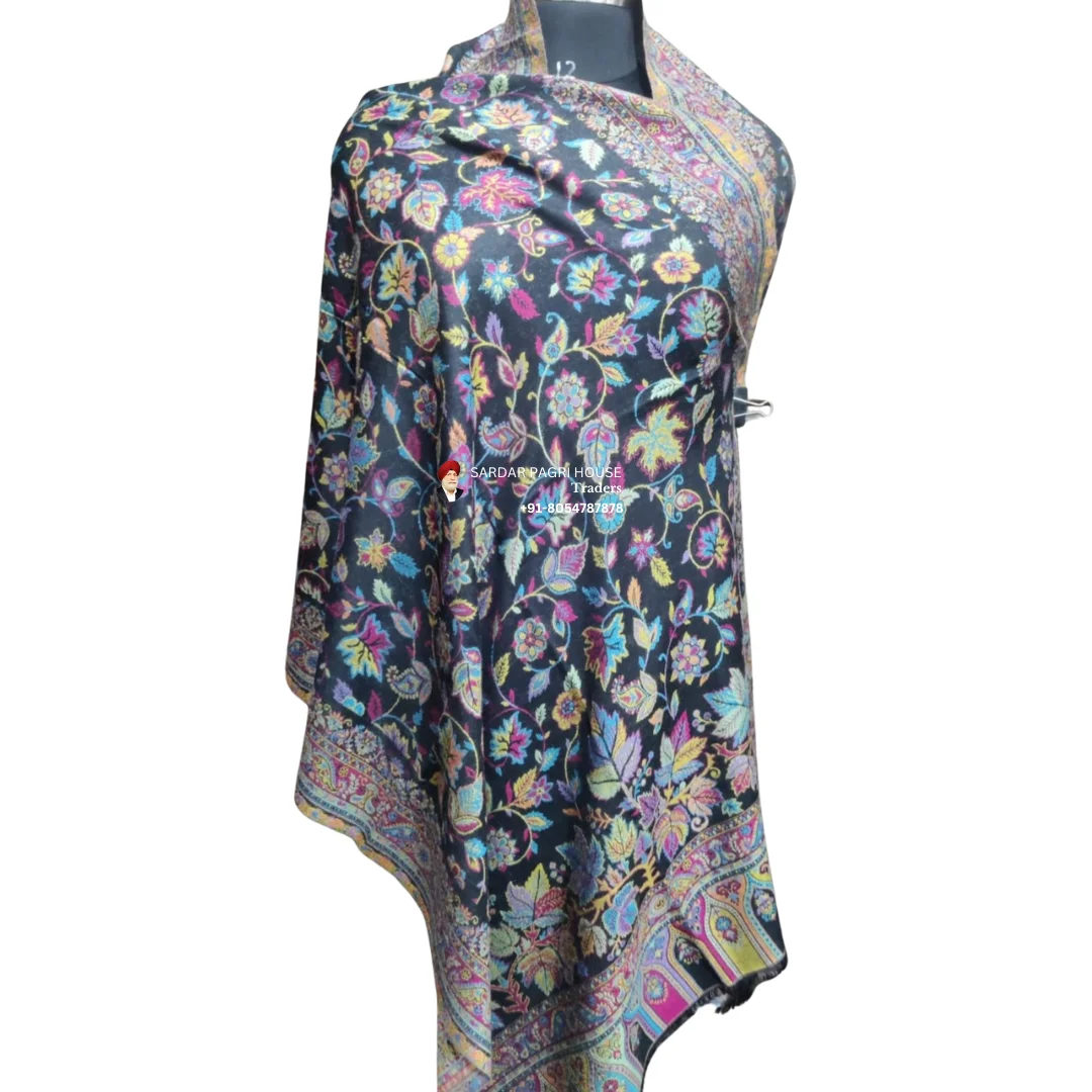 Black Unisex Fine Micro Modal Multi-Colour Kani Stole