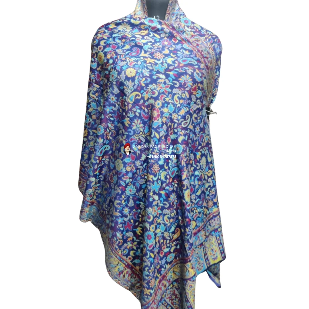 Blue Unisex Fine Micro Modal Multi-Colour Kani Stole
