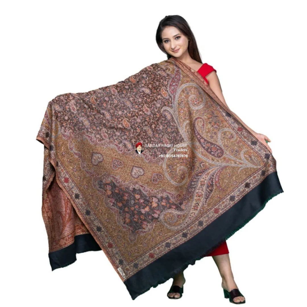 Brown Old Jamawar Reversible Shawls for Men & Women