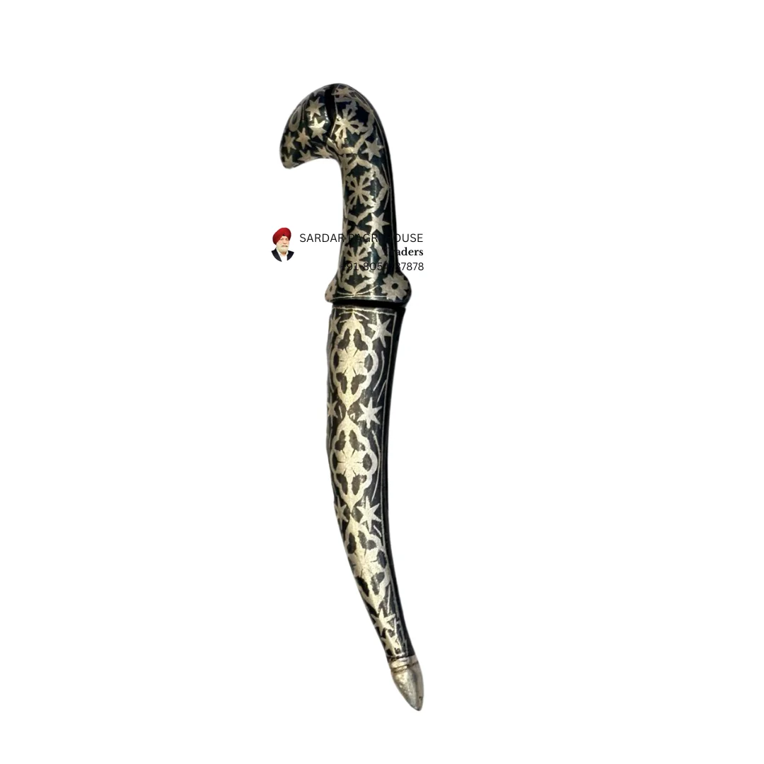 Damascus Kirpan With Silver Wire Work - (6 Inch)