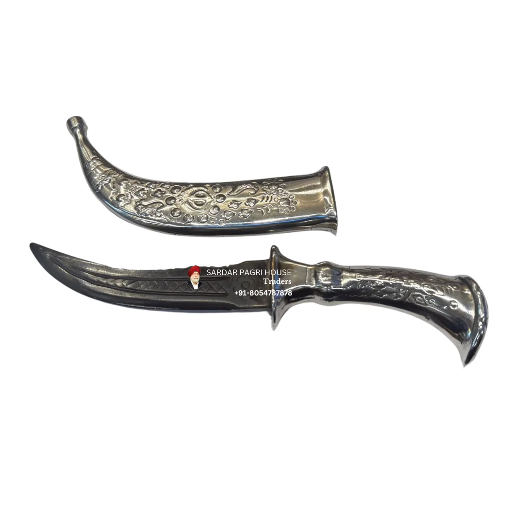 Engraved Pure Steel Kirpan With Sarabloah Blade - (11 inch)