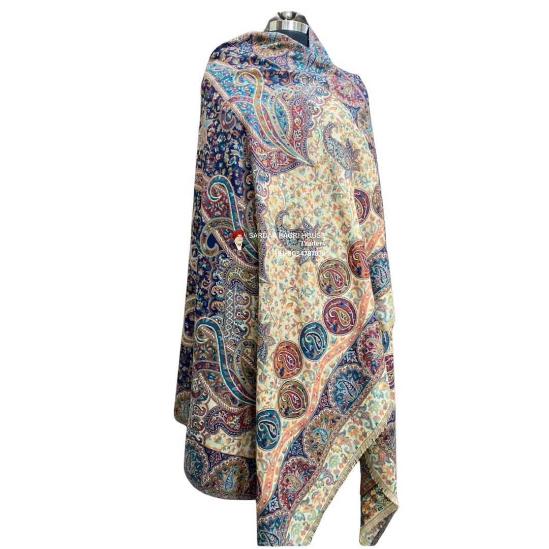 Multicolor Unisex Pashmina Double Beam Kani Shawl