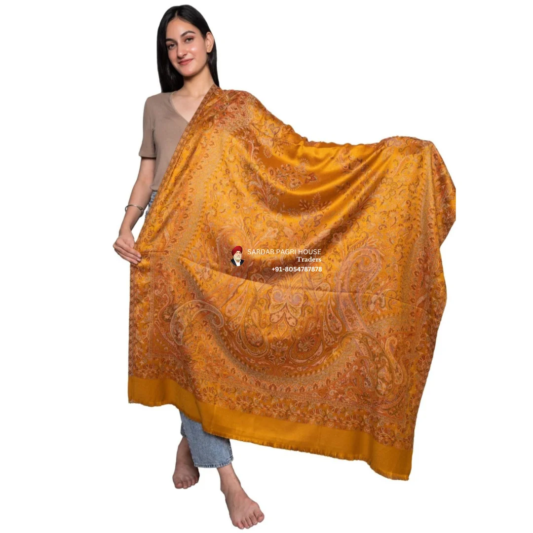 Orange Old Jamawar Reversible Shawls for Men & Women