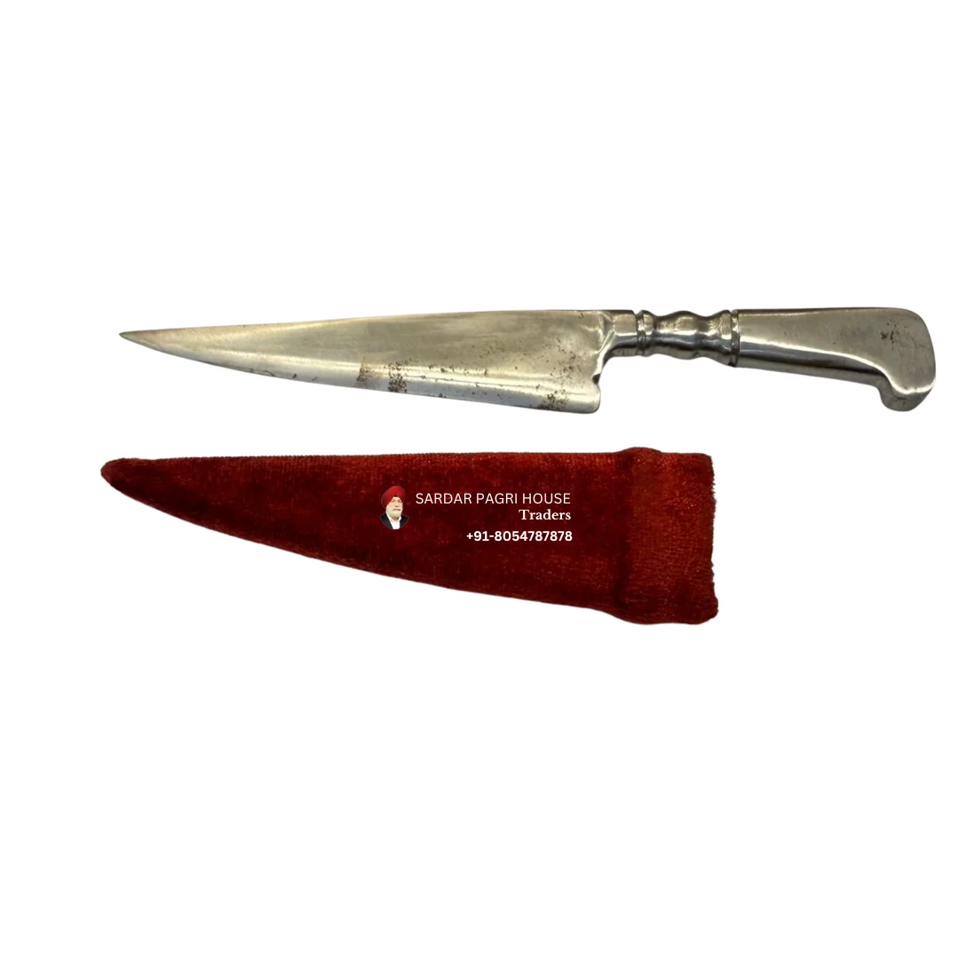 Sikh Kirpan With Sarbloah Blade & Red Velvet Cover - (6 inch)