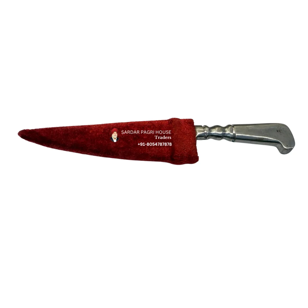 Sikh Kirpan With Sarbloah Blade & Red Velvet Cover - (6 inch)