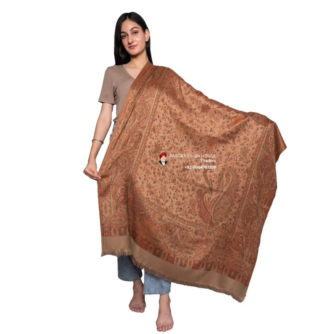 Tan Old Jamawar Reversible Shawls for Men & Women