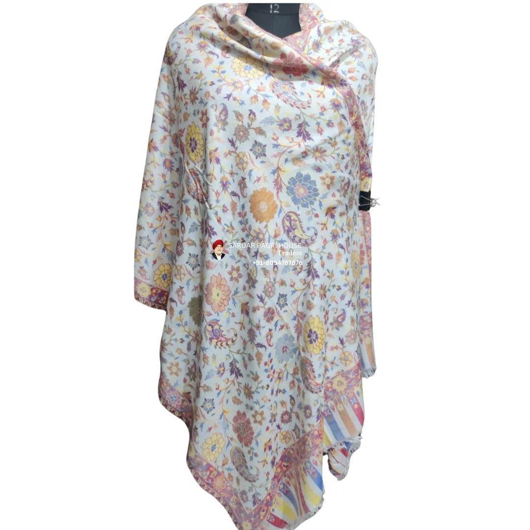 White Unisex Fine Micro Modal Kani Shawls