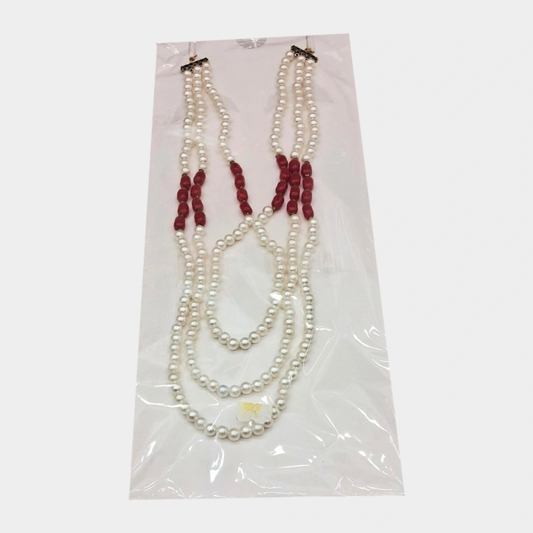 Red & White Gem Wedding Mala