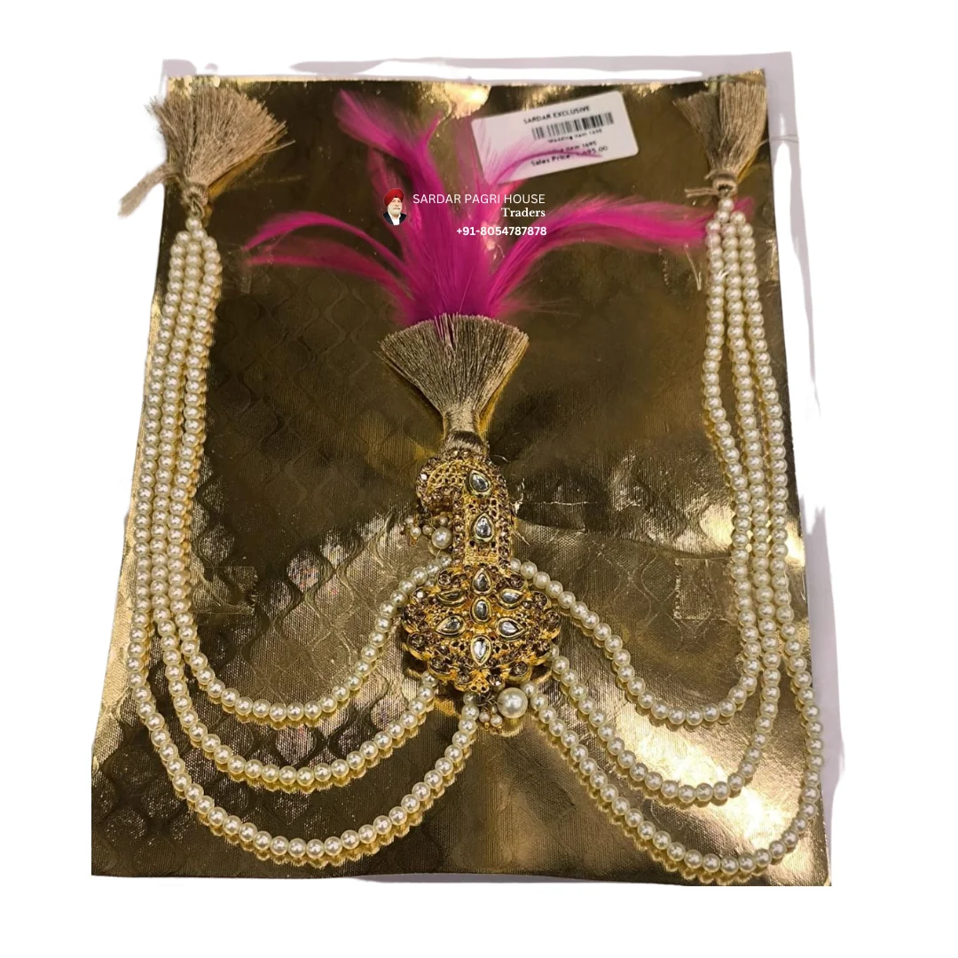 Diamond Royal Pink Feathered Wedding Kalgi