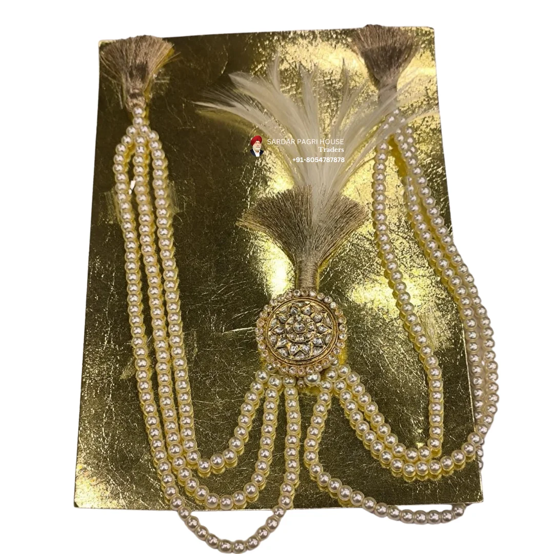 Pearl White Feather Wedding Kalgi