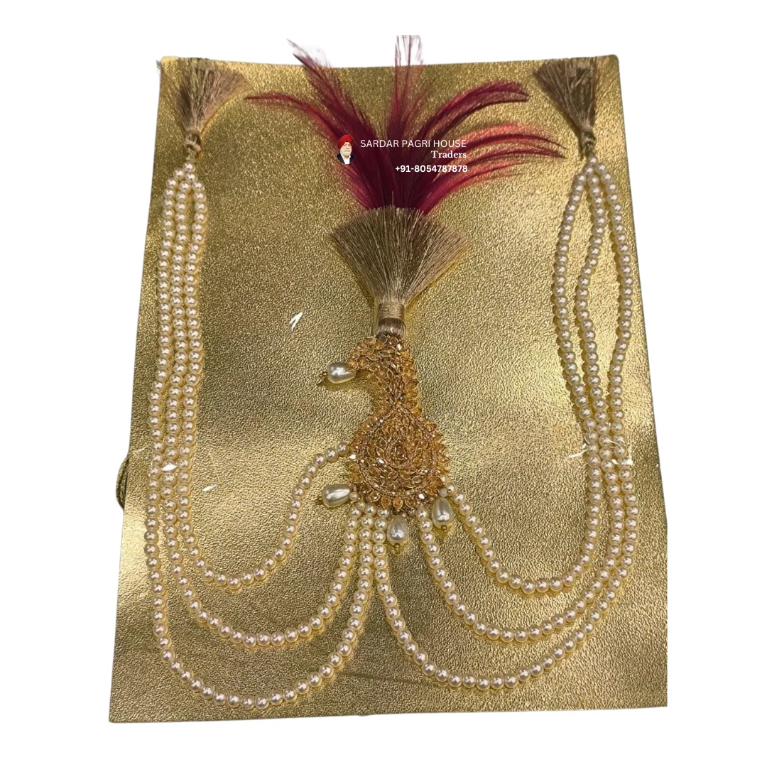 Red Feather & Pearl Wedding Kalgi