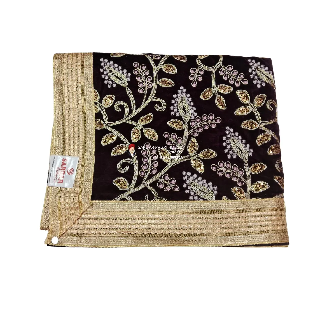 Black Rumala Sahib With Embroidery Work – Double Set