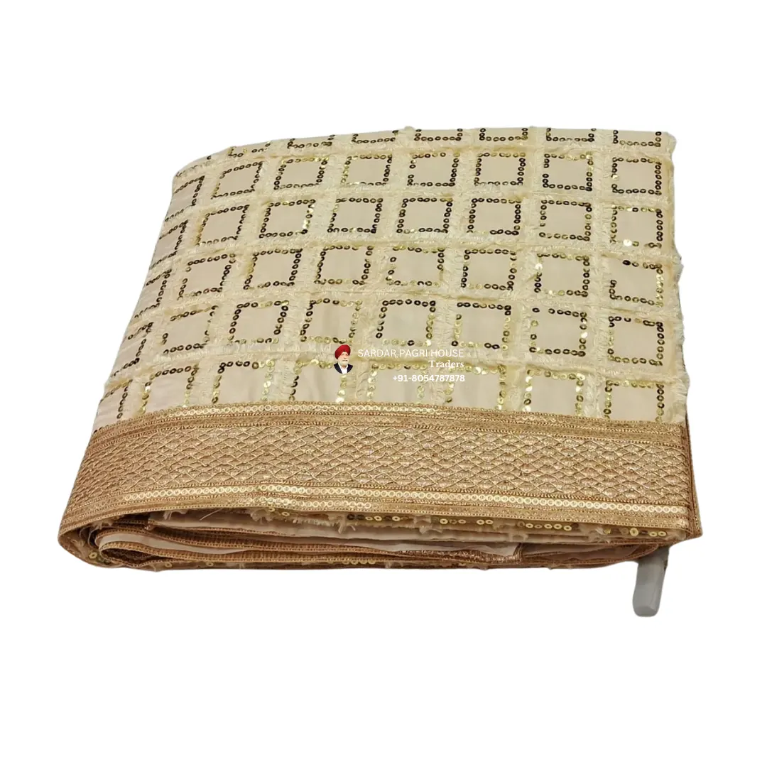 Cream Rumala Sahib With Embroidery Work – Double Set