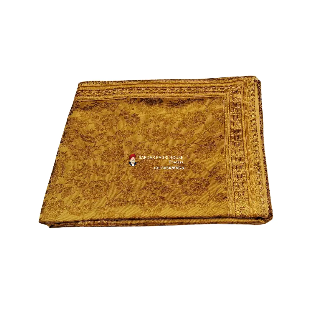Mustard Yellow Rumala Sahib With Printed Work – Double Set