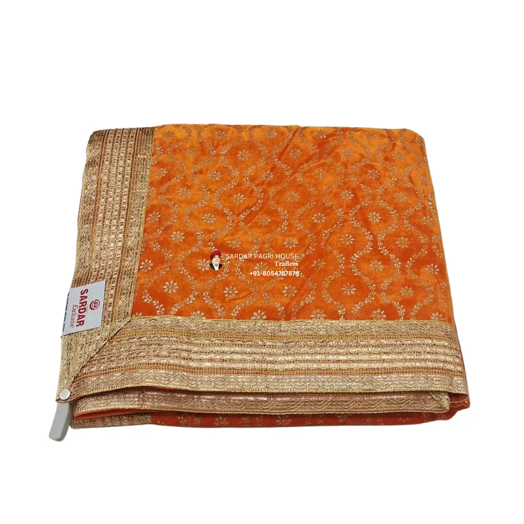 Orange Rumala Sahib With Embroidery Work – Double Set