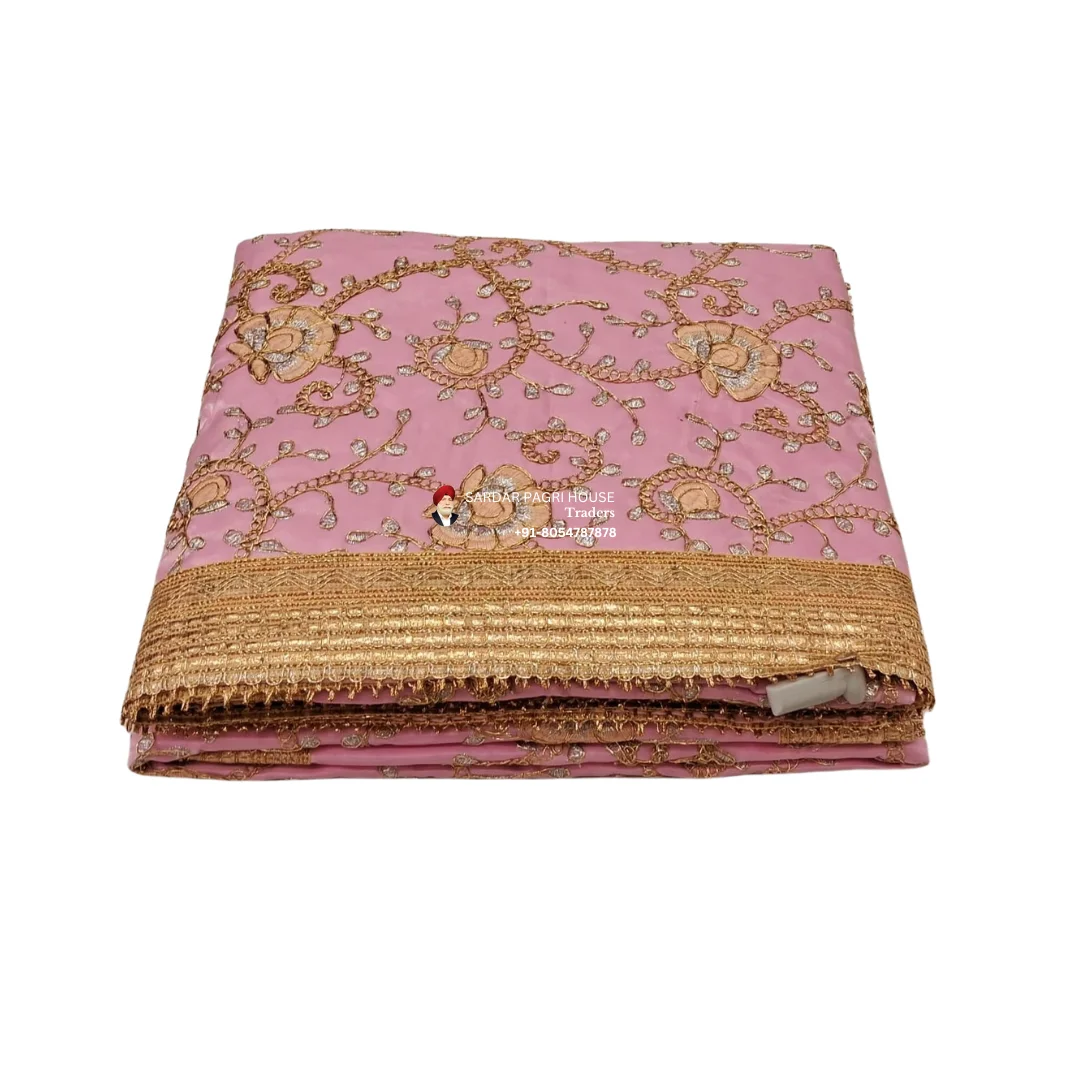 Pink Rumala Sahib With Embroidery Work – Double Set