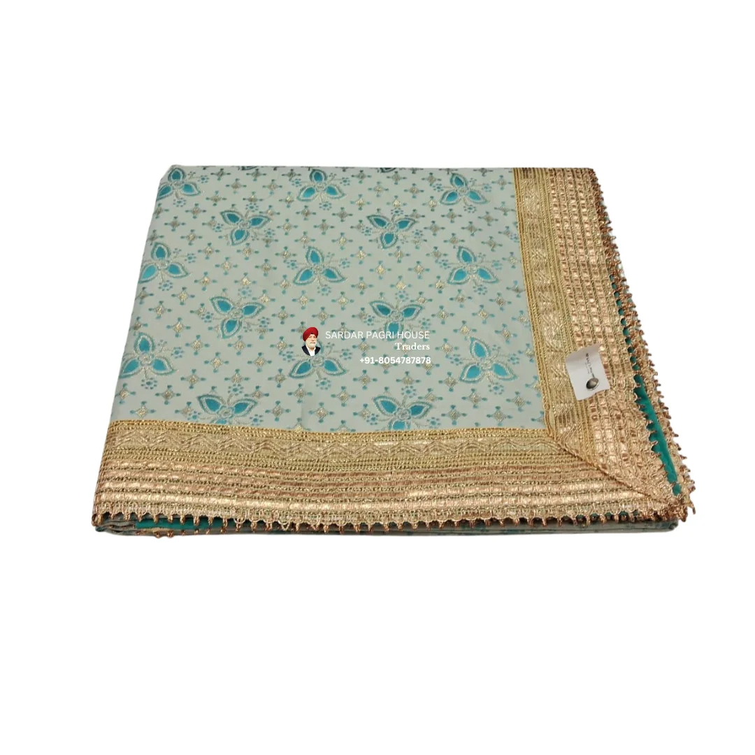 Powder Blue Rumala Sahib With Printed Work – Double Set