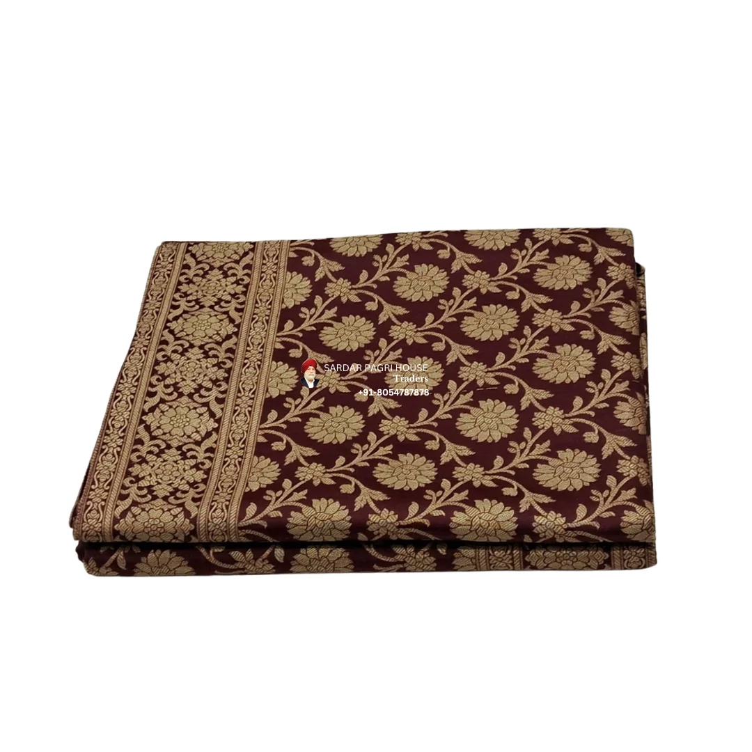 Red Rumala Sahib With Banarasi Handblock Prints– Double Set