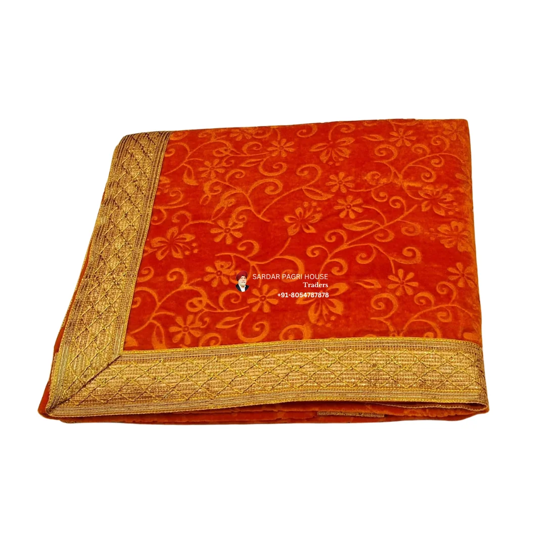 Rust Orange Rumala Sahib With Printed Work – Double Set