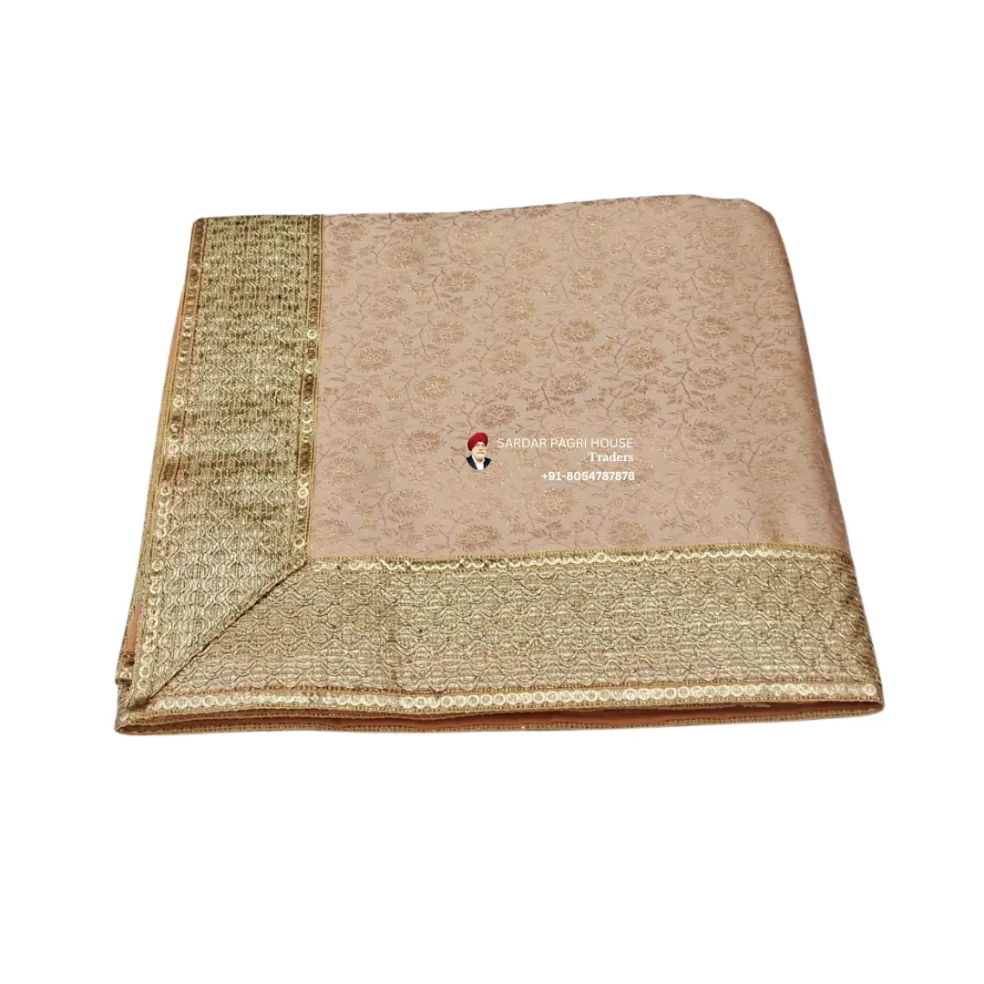 Soft Peach Rumala Sahib With Gotta Work – Double Set