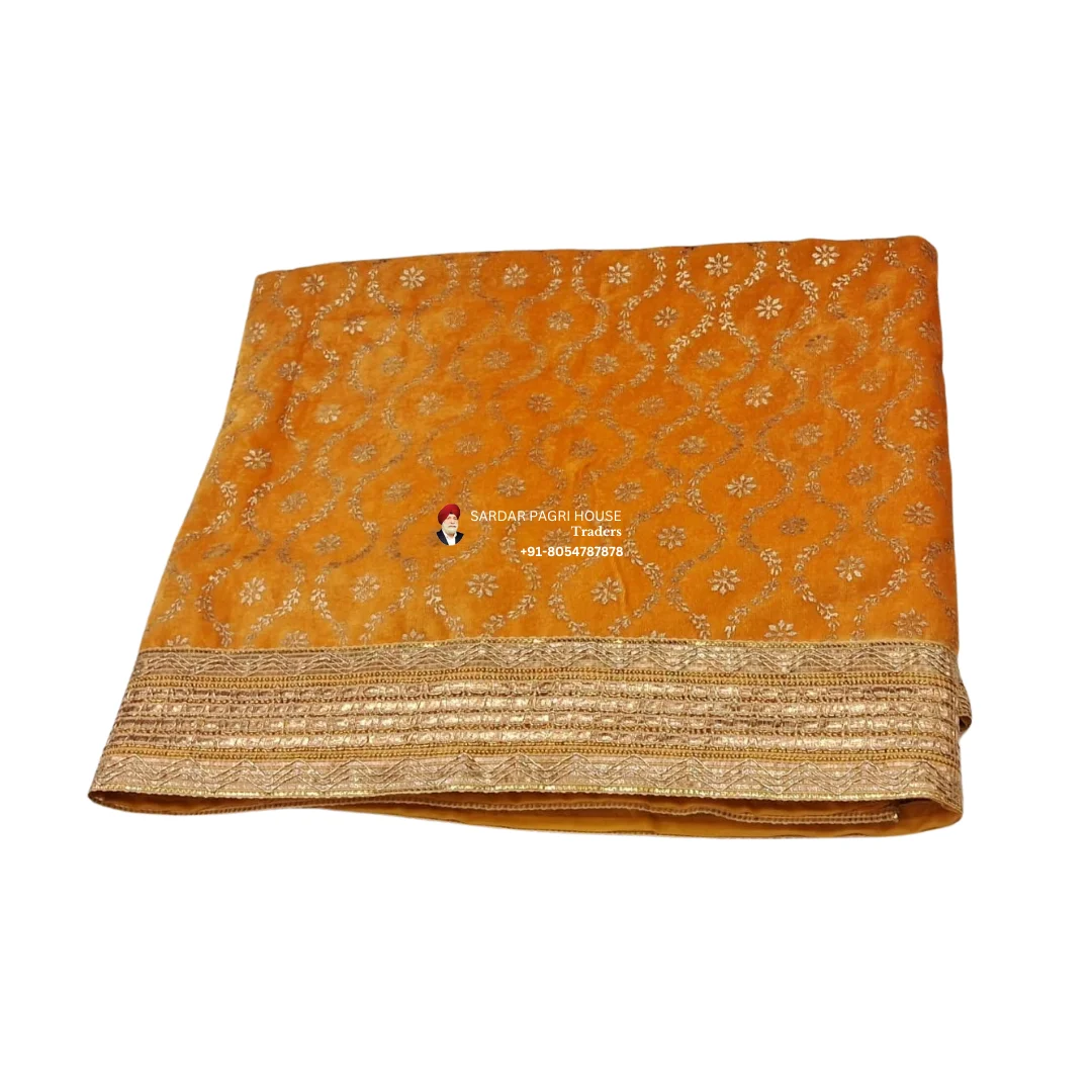 Vermilion yellow Rumala Sahib With Printed Work – Double Set