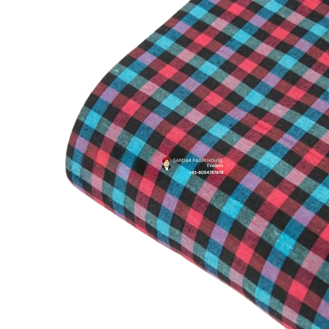 Bubblegum Check Punjabi Parna - Cotton Dabbi Parna