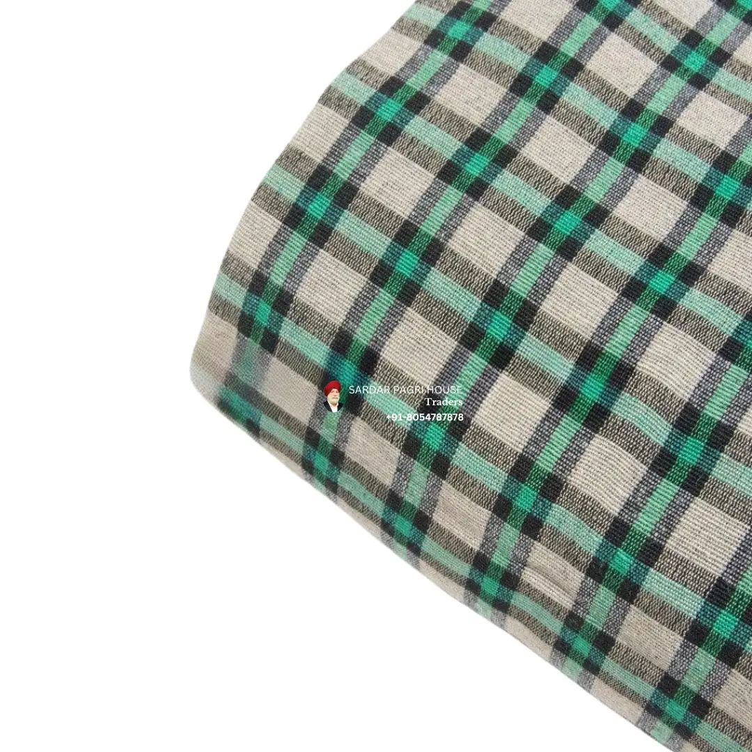 Green Meadow Check Punjabi Parna - Cotton Dabbi Parna