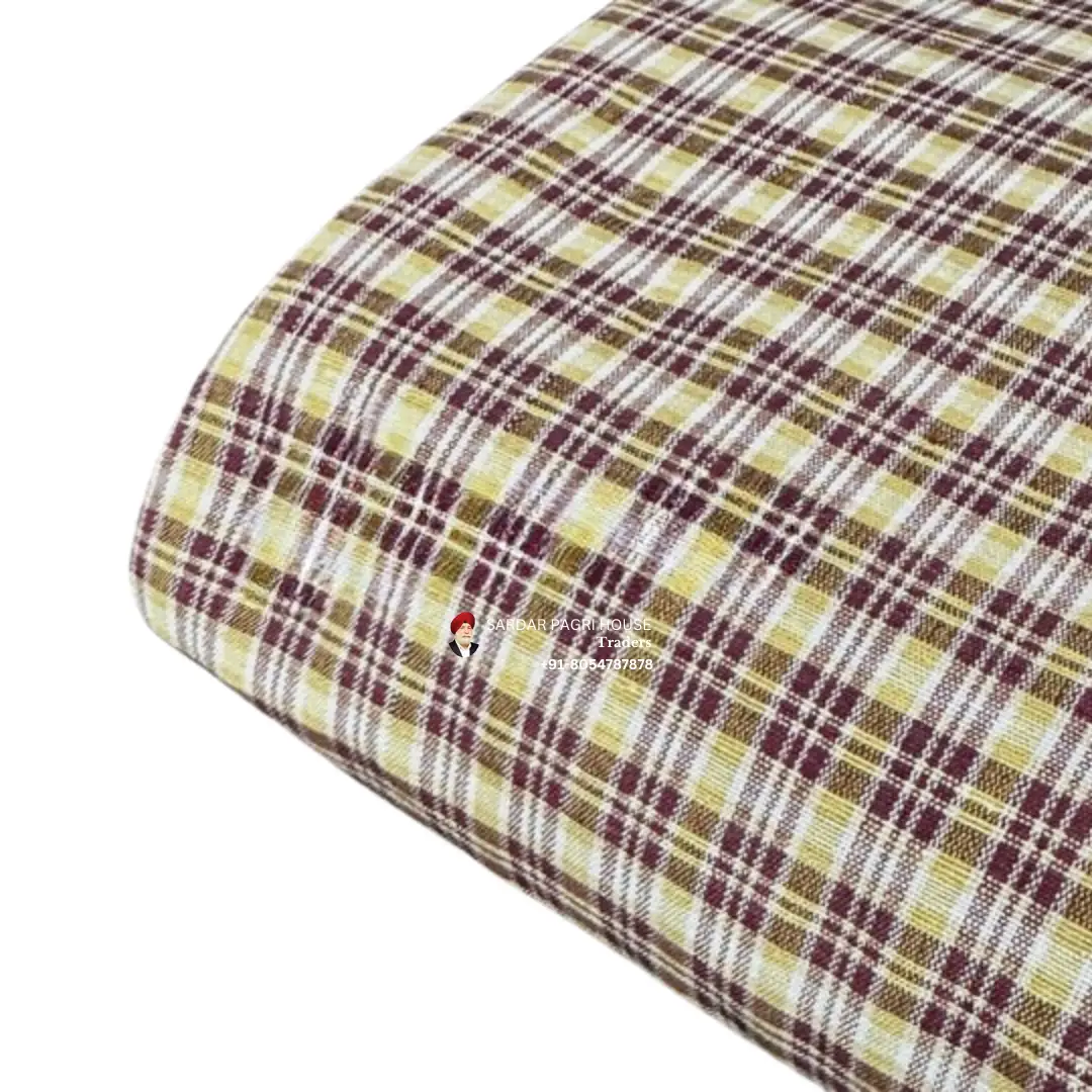 Merry Mustard Check Punjabi Parna - Cotton Dabbi Parna