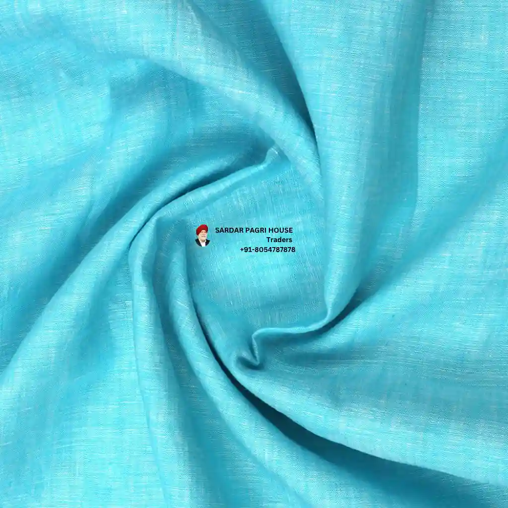 Blue Color Pure Linen Plain Shirt Fabric
