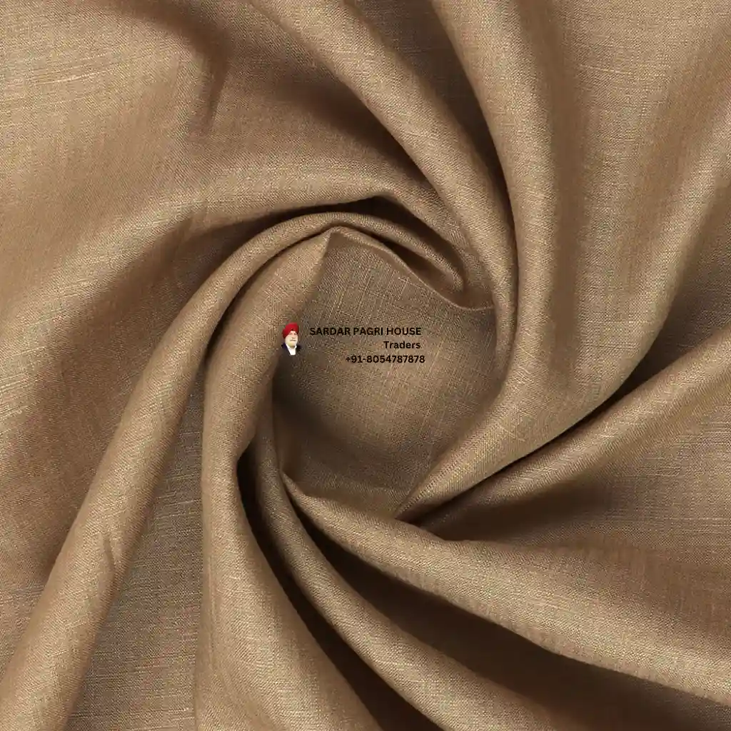 Camel Brown Color Pure Linen Plain Shirt Fabric
