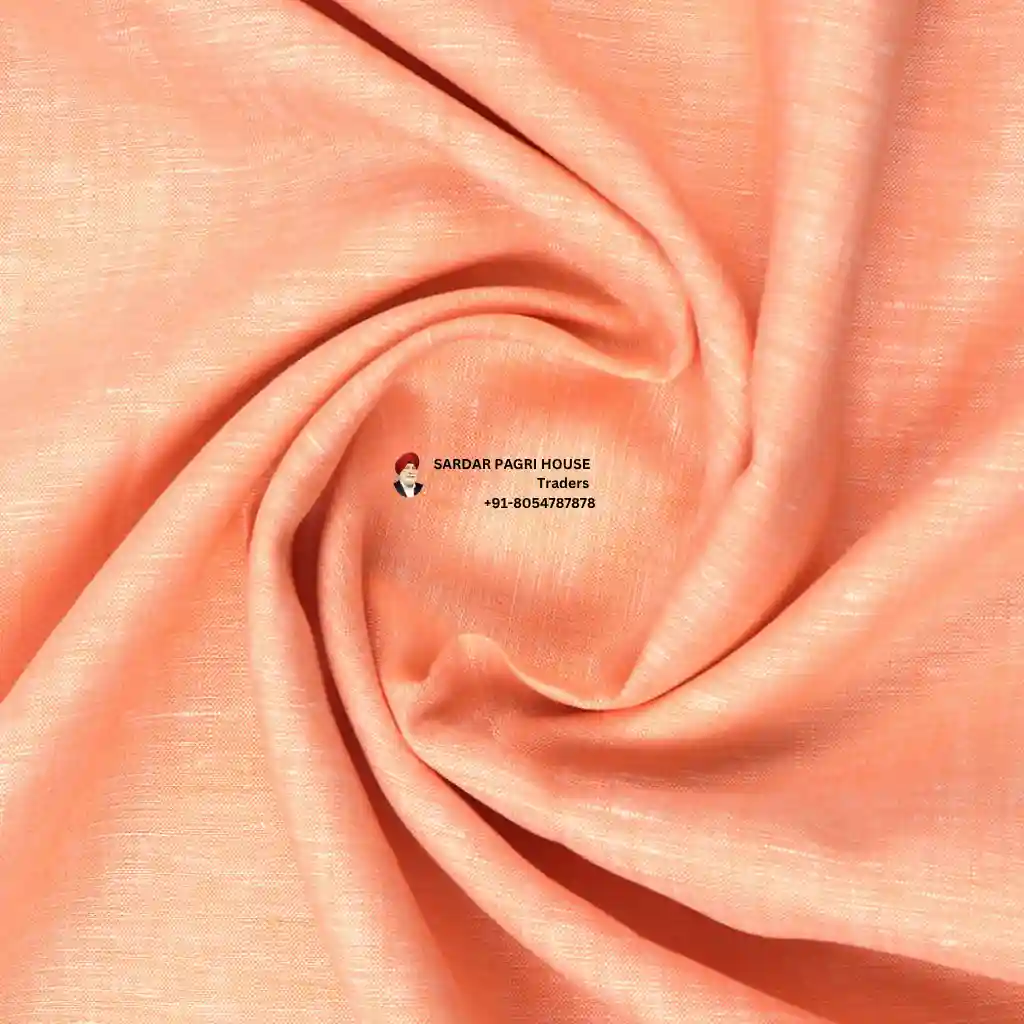 Cantaloupe Orange Color Pure Linen Plain Shirt Fabric