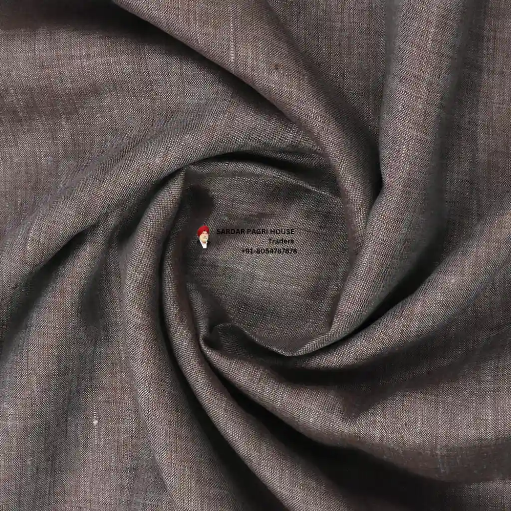 Charcoal Brown Color Pure Linen Plain Shirt Fabric