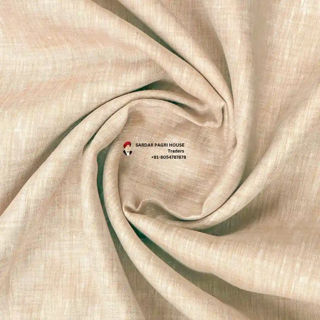 Cream Brown Color Pure Linen Plain Shirt Fabric