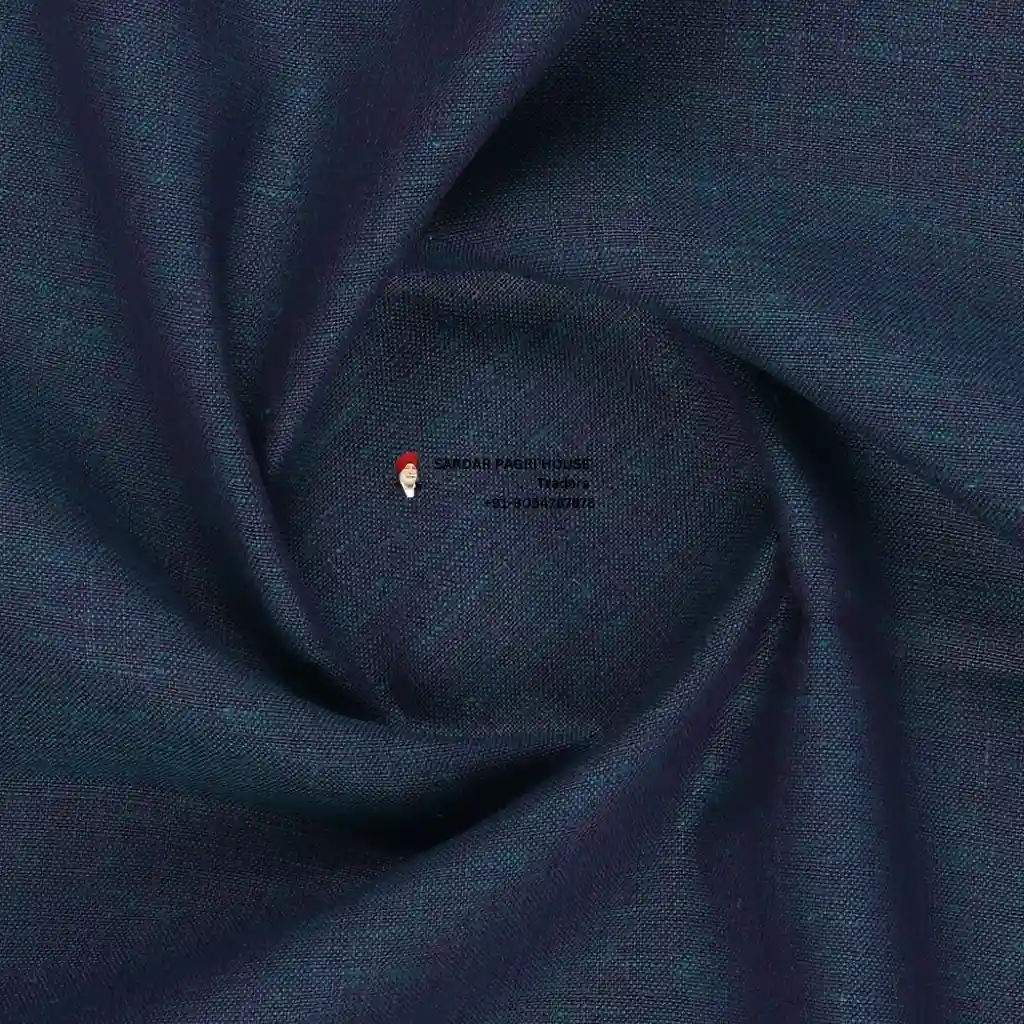 Dark Navy Blue Color Pure Linen Plain Shirt Fabric
