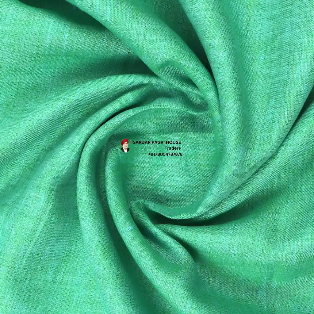 Emerald Green Color Pure Linen Plain Shirt Fabric