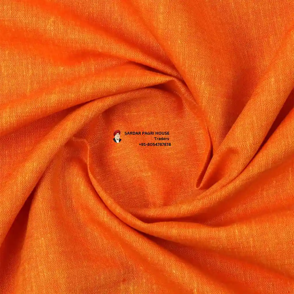 Fire Orange Color Pure Linen Plain Shirt Fabric