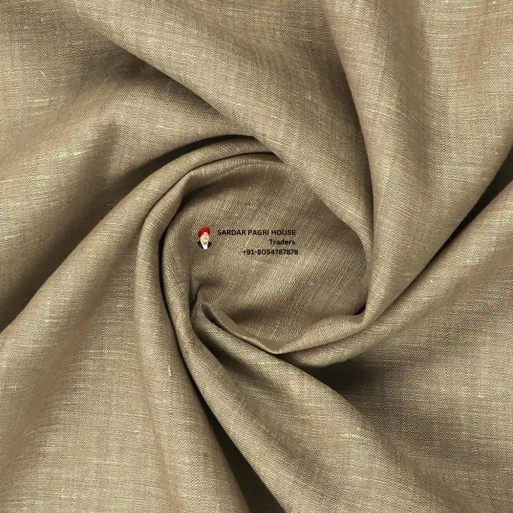 Khaki Brown Color Pure Linen Plain Shirt Fabric