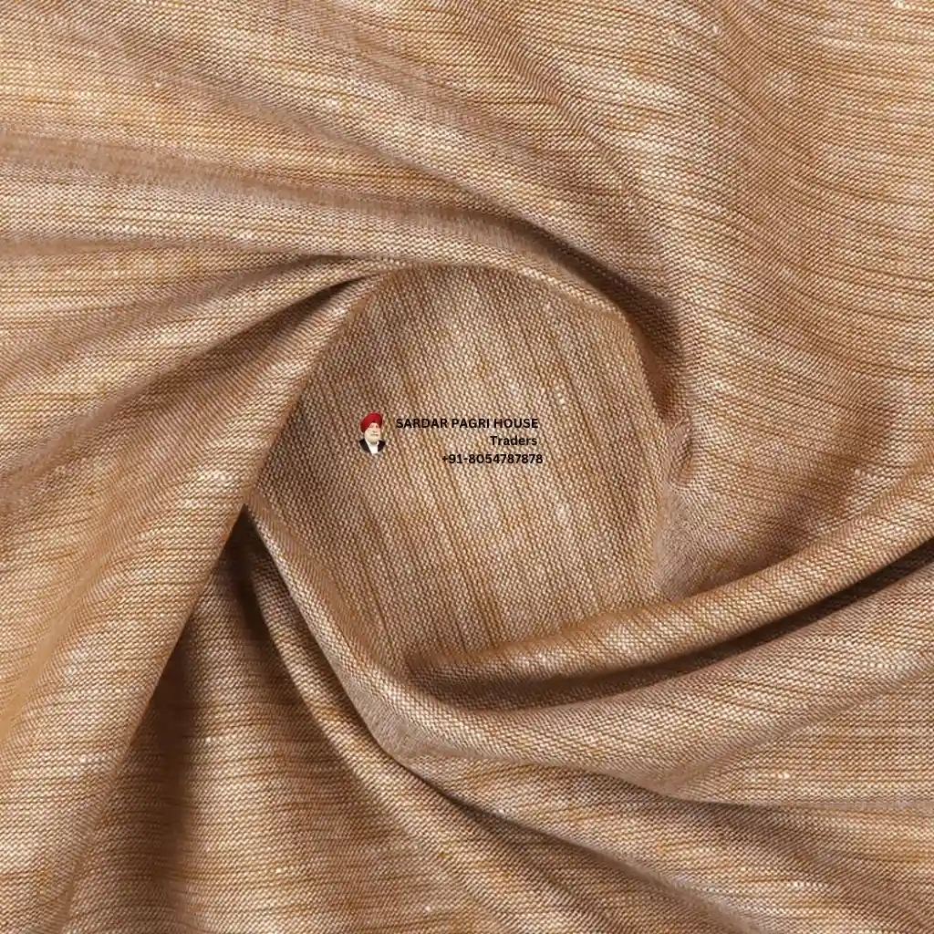 Latte Brown Color Pure Linen Plain Shirt Fabric