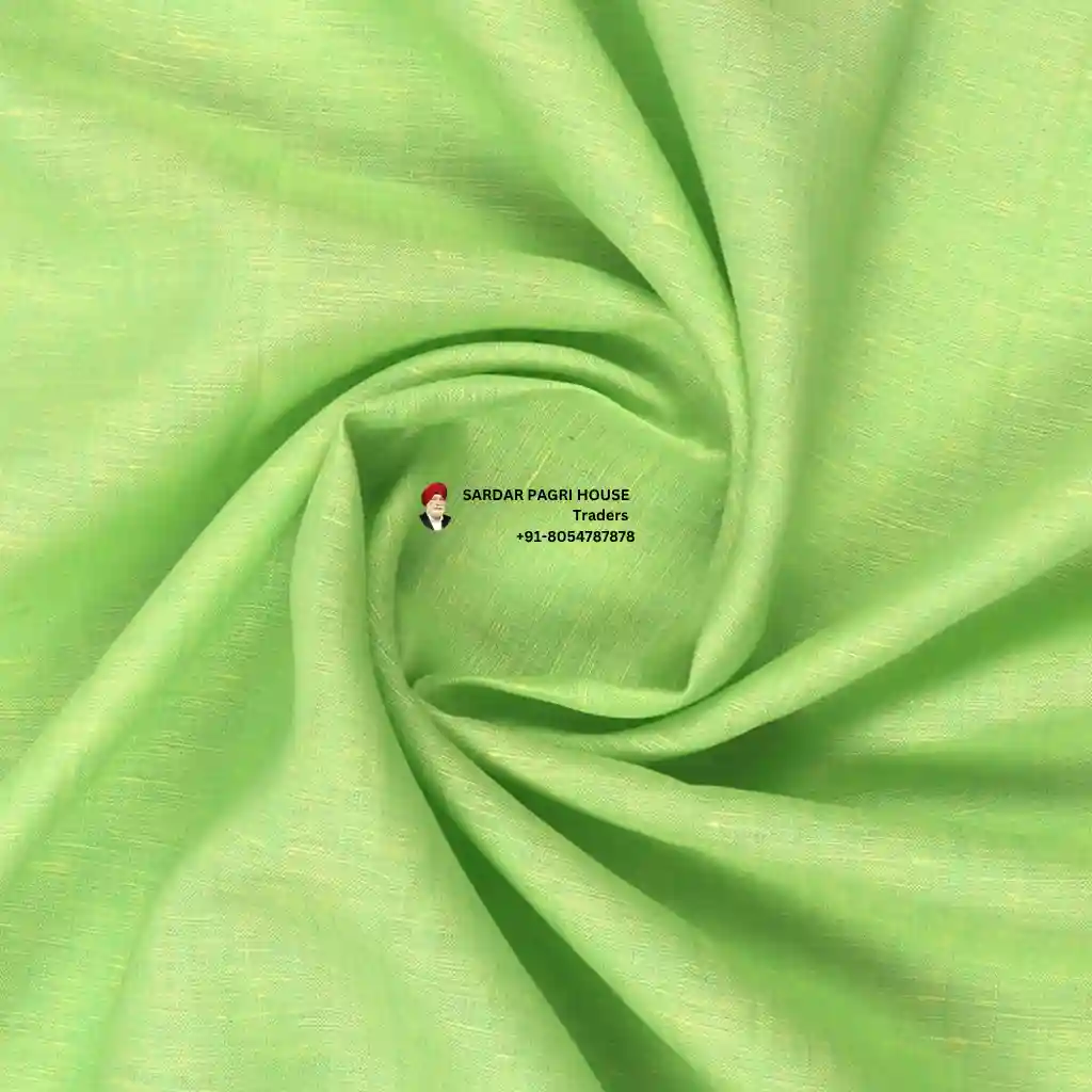 Lime Green Color Pure Linen Plain Shirt Fabric