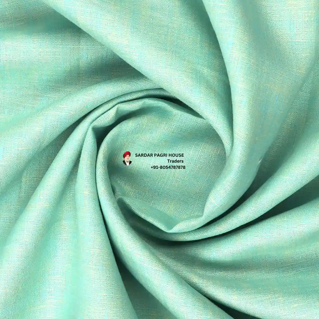 Mint Green Color Pure Linen Plain Shirt Fabric